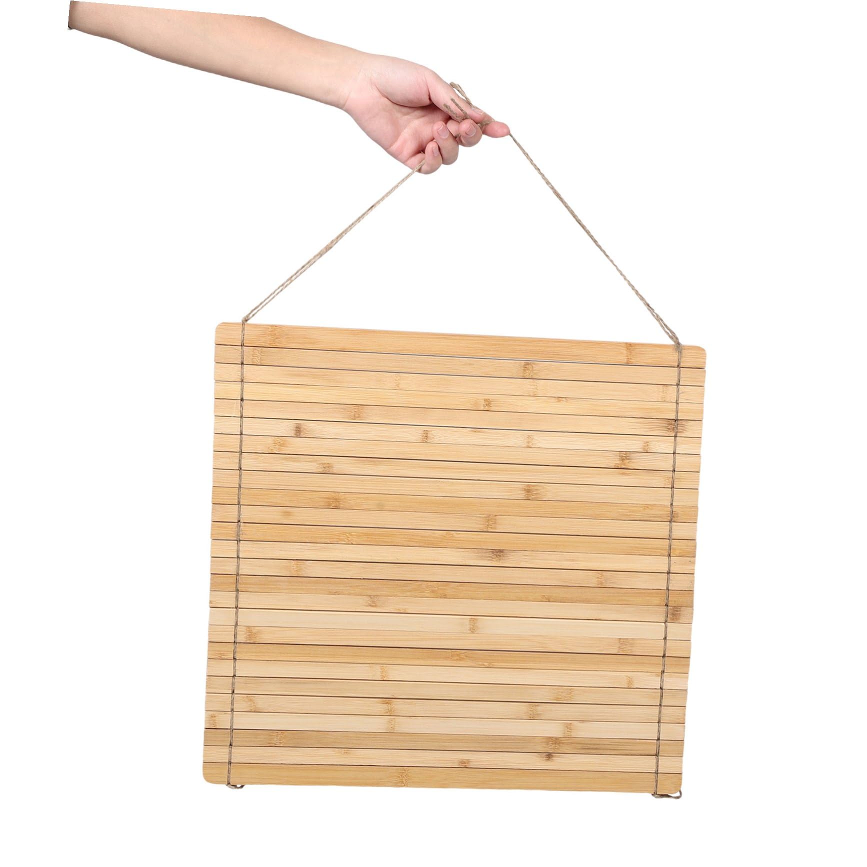 jojofuny Escurridor de Platos Enrollable de Bambú 45X44 CM, Estante Plegable Fregadero para Secado Rápido, Organizador Compacto para Cocina, Rejilla Multiusos para Tazas y Platos
