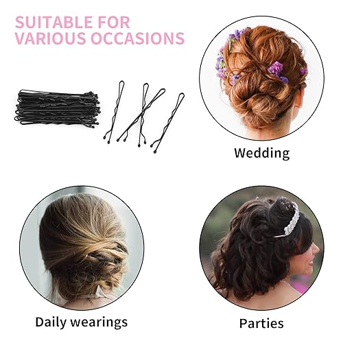 Miniatura 6 de Vaincre Horquillas para el cabello Bobby Pin  150 horquillas negras a granel con estuche de almacenamiento, horquilla sin dolor para moños,