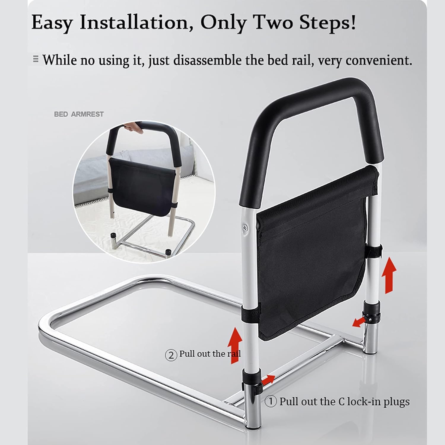 Fanwer Bed Rail for Seniors,Bed Assist Rails with Easy disassemble and use,Wide Handle up to 13.8", Bed Pull up Assist for Elderly : Health & Household