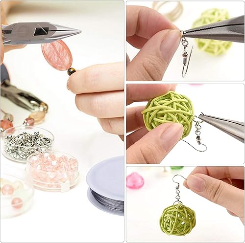 Miniatura 5 de Reofrey Kit de suministros para hacer joyas con accesorios, alicates, hallazgos, alambres de cuentas, herramientas de reparación de principiantes