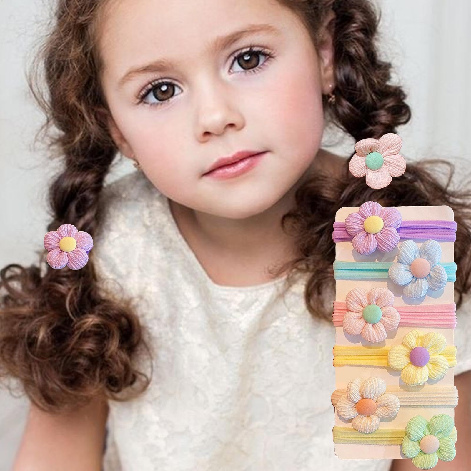 Lazos para el pelo para niñas pequeñas,Lazos para el pelo para niñas pequeñas - 6X Coleteros para niños pequeños Flor suave,Lazos para el pelo de niña, bonitos soportes elásticos para coleta para niña