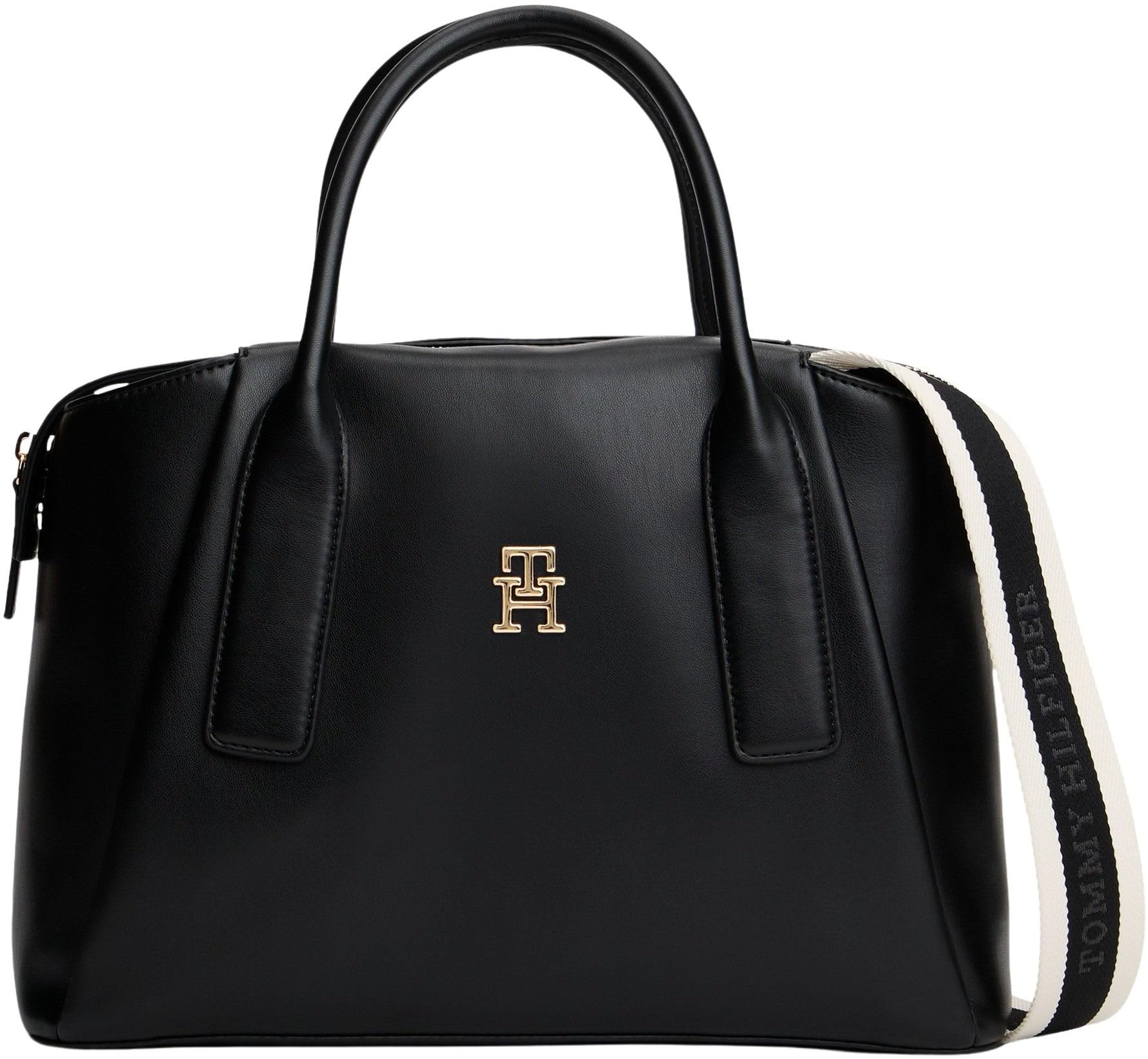 Tommy Hilfiger Women's Th Essential Satchel AW0AW18532 Satchel, BLACK (Black), One Size