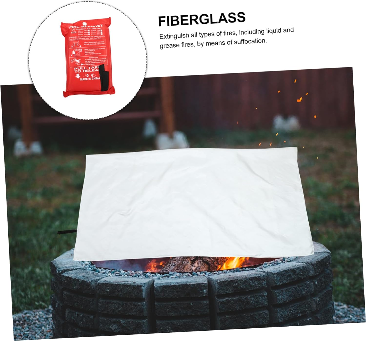 Totority Fiberglass Fire Emergency Blanket Portable Fire Suppression Blanket for Kitchen Grill Camping Lightweight Safety for Home and Outdoor Use