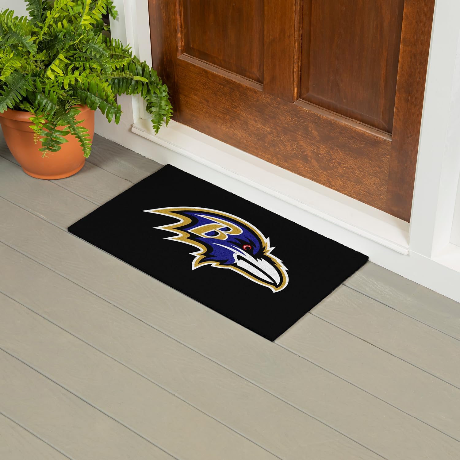 Team Sports America NFL Baltimore Ravens Sports Doormat | Indoor Outdoor Entrance | 28 x 16 Inches | Non-Slip Front Door Mats | Official Licensed | Sports Fans Entryway Welcome Rug