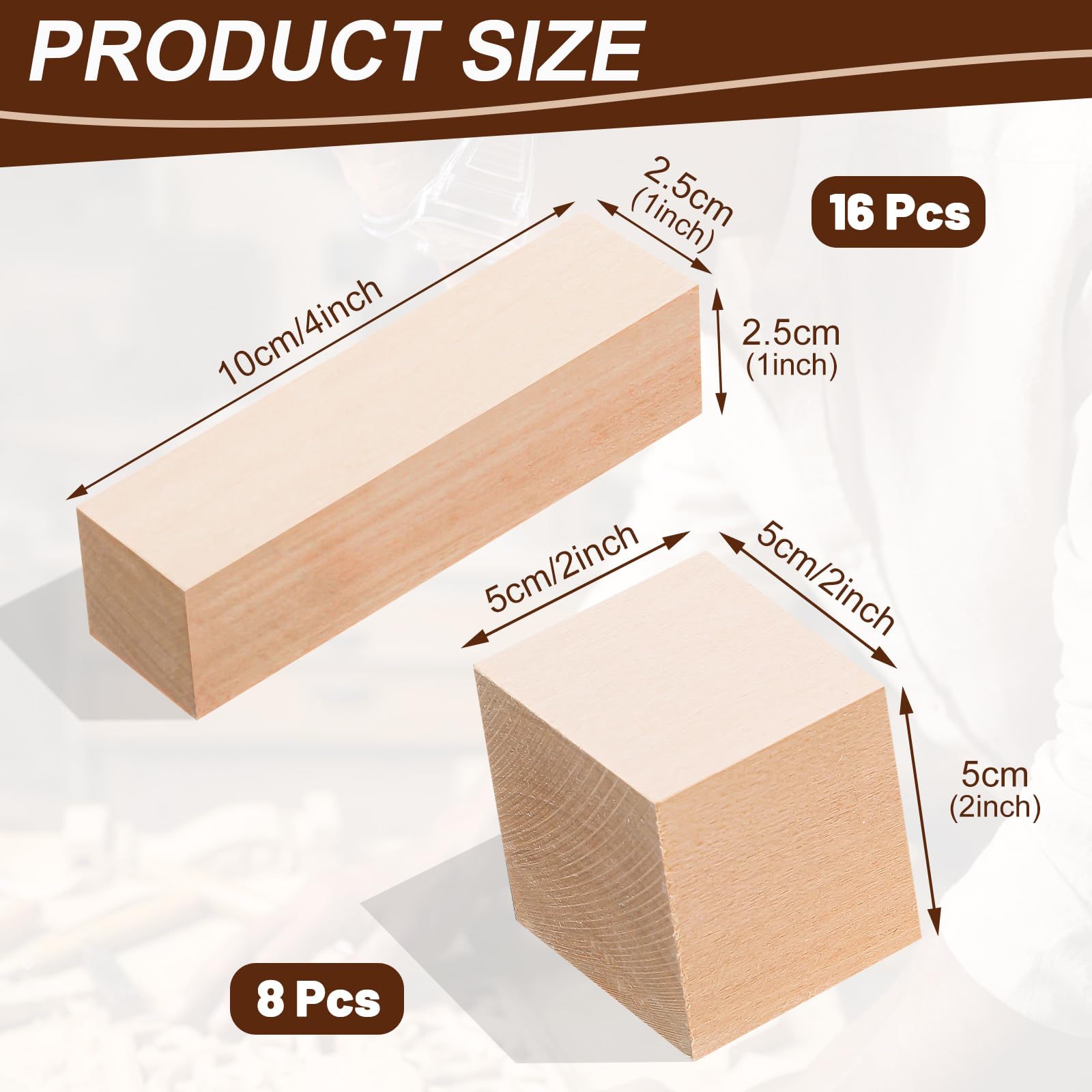 24Pcs Basswood Carving Blocks,2 Sizes Whittling Wood Basswood Blocks Wood Carving Kit for Beginners Kids and Adults