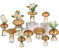 Vista 10 de Glasseam Jarrón de Seta de Cristal Ámbar: Lindo Juego de Jarrones Pequeños para Flores de 5 Jarrones Únicos Mini para Capullos para Centros de Mesa