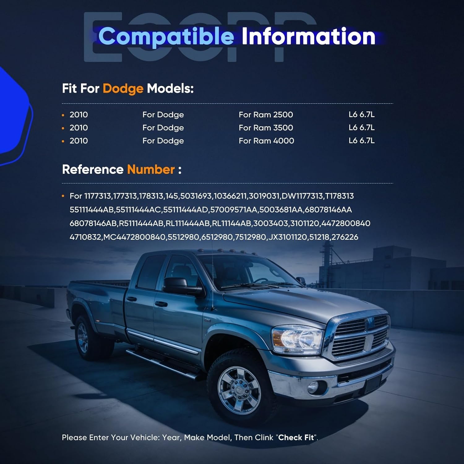 ECCPP AC Compressor with Clutch Fit for Dodge for Ram 2500 3500 4500 5500 6.7L 2010-2024 Air Conditioning Compressor