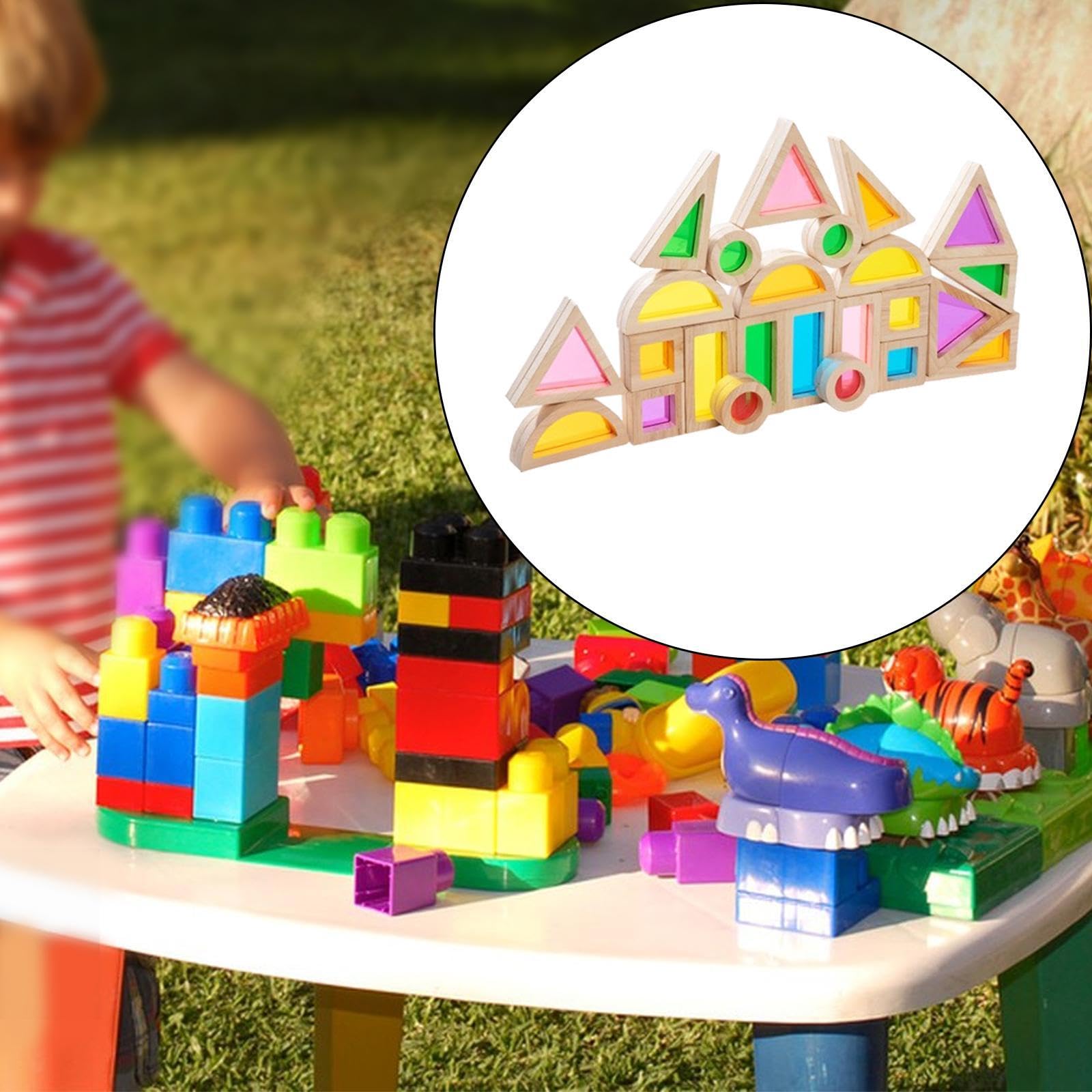 F Fityle 24 Piezas apilando Bloques de construcción educación sensorial de Juguetes percepción Visual Colorido Color de Bricolaje de Color de Aprendizaje