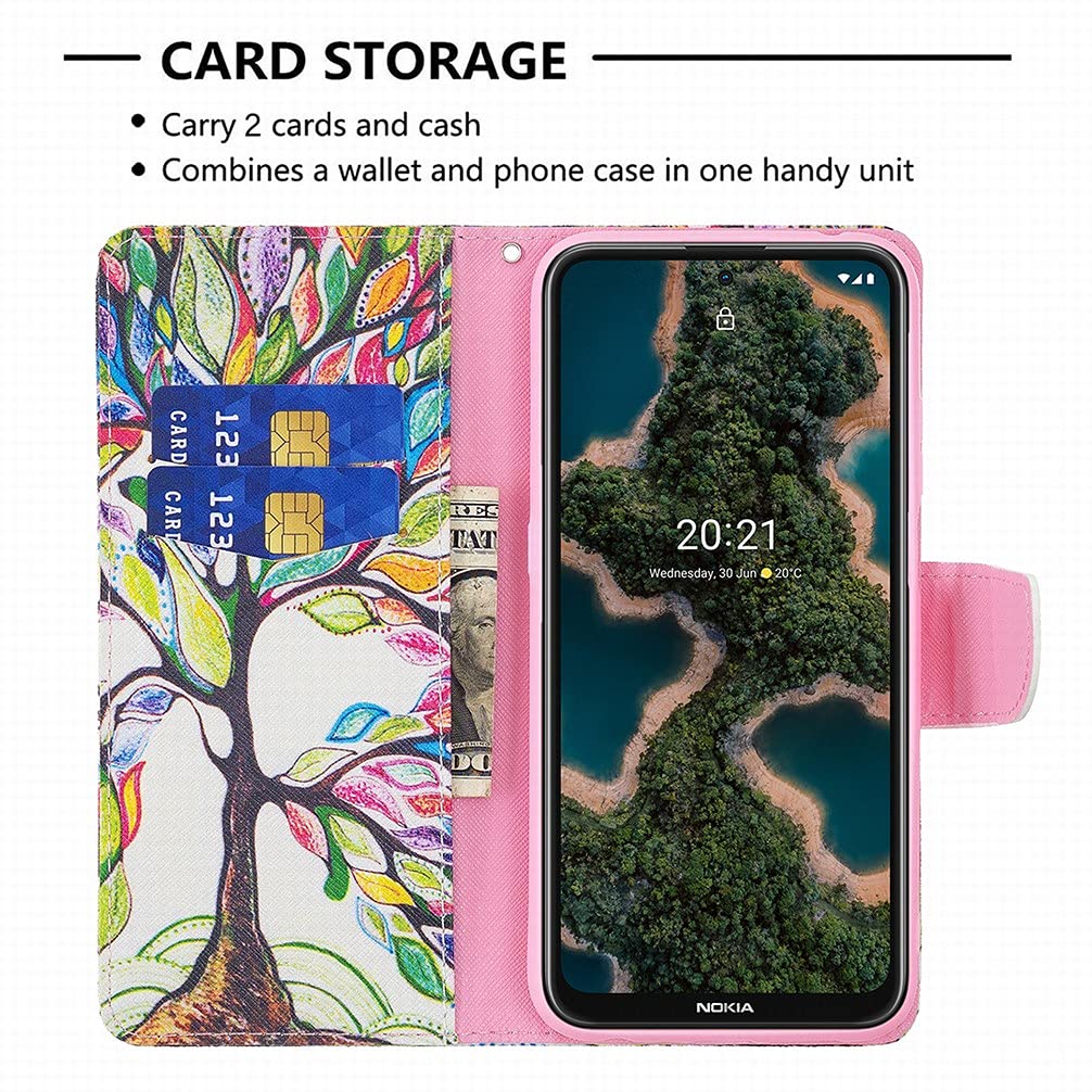 LEMORRY Etui na telefon do NOKIA X10 X20 skórzane etui z klapką portfel etui wąskie dopasowanie ochrona zderzaka pasek magnetyczny stojak przegródka na karty silikonowa obudowa TPU do NOKIA X10 X20, wzór 2