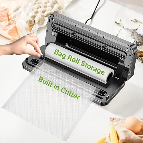 Vacuum Sealer, Vacuum Sealer with Vacuum Bags, 6 in 1 Vacuum Sealer for Dry, Moisture, Fresh, Foil Sealing Machine with Built-in Cutter with 30 Vacuum Bags and 1 Roll of Vacuum Roll - 5