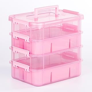 Art Supply Storage Organizer with 2 Removable Trays, 4-Layer 10QT Durabl...