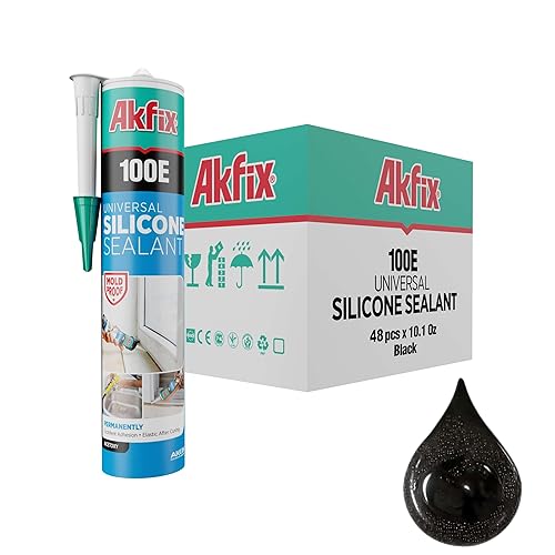 Miniatura 13 de Akfix 100E RTV Masilla de Silicona Gris (2x10.1 fl.oz.) - Sellador de Silicona 100% Impermeable para Cocina y Baño, Ducha, Bañera, Inodoro