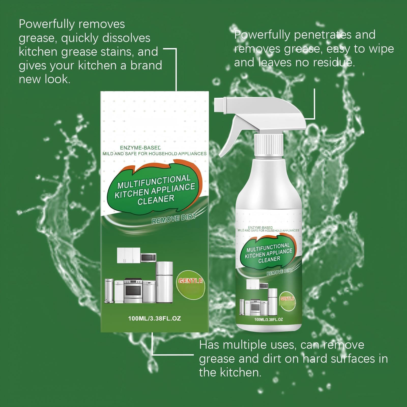 Mehrzweck-Reinigungsspray für Küchengeräte, Dunstabzugshaubenreiniger, starker Öl- und Fettfleckenentferner, Reiniger für hartnäckiges Fett, Reinigungsspray für Backöfen (6 pcs)
