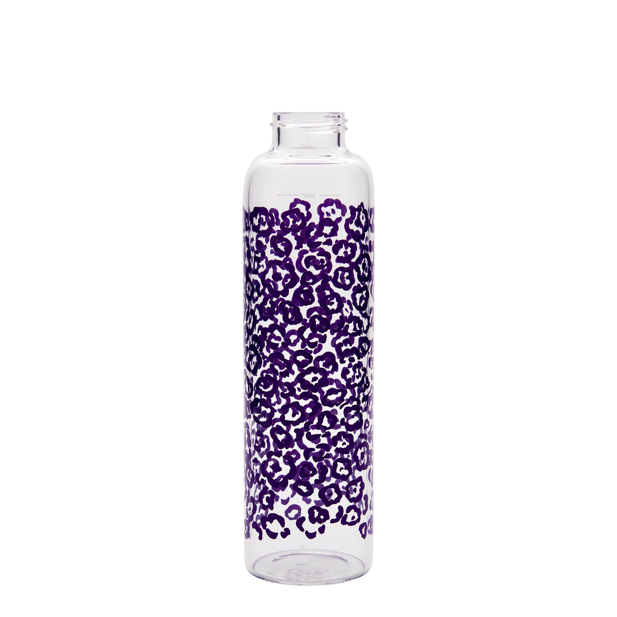 Borraccia Perseus viola fiori 500 ml in vetro trasparente con coperchio in metallo, set da 6 pezzi