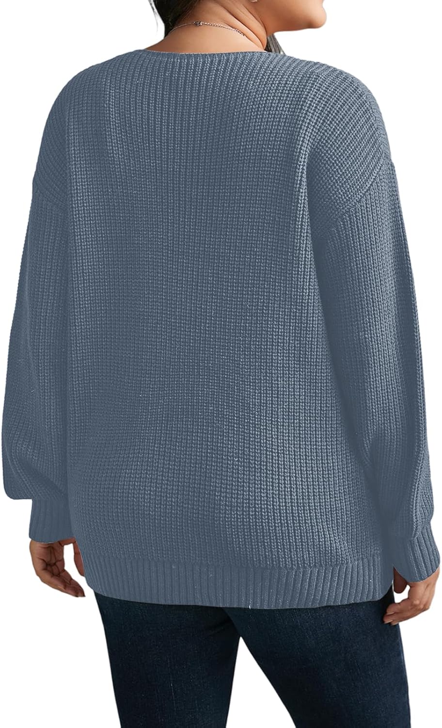 Elitechoice Women's Plus Size Cardigan Sweater Long Sleeve Open Front Knit Cover Up Oversized Loose Fit Tops (XL-5XL) - Image 4