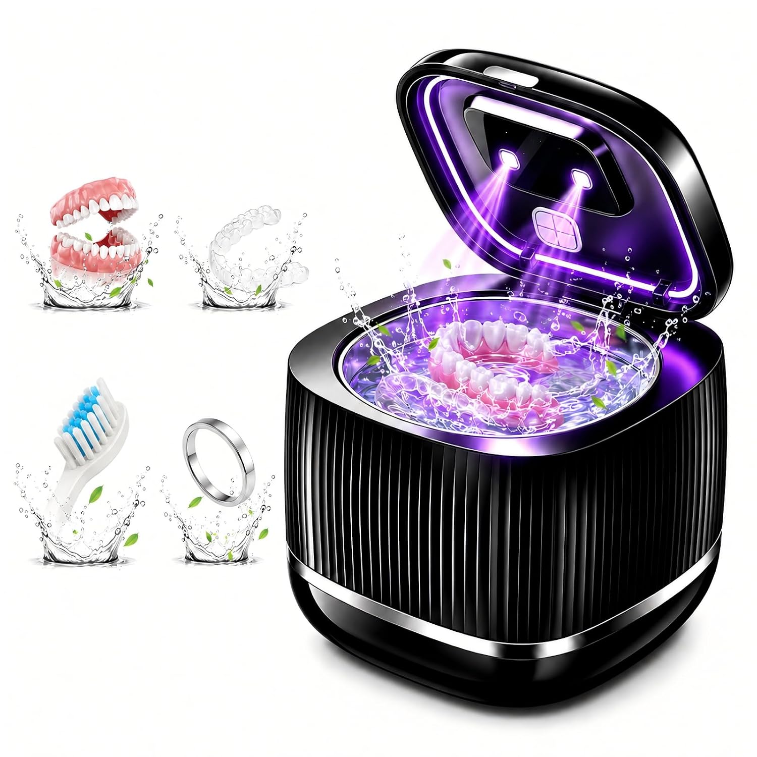 Ultrasonic Retainer Cleaner Machine, 48kHz Deep Gentle Dental Cleaning Pod