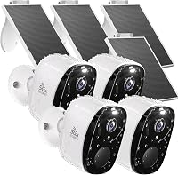 Rraycom 4-Pack Wireless Solar Outdoor Security Cameras, 2K 5G WiFi, Color Night Vision, IP65 Waterproof, AI Detection, 2-Way Audio, No Subscription, Alexa Compatible
