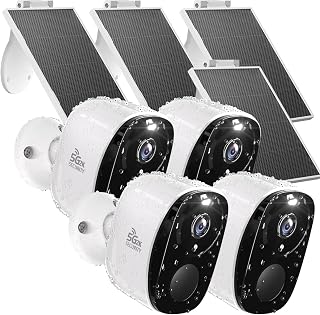 Rraycom 4-Pack Wireless Solar Outdoor Security Cameras, 2K 5G WiFi, Color Night Vision, IP65 Waterproof, AI Detection, 2-Way Audio, No Subscription, Alexa Compatible