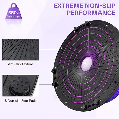 Miniatura 4 de Sportneer Entrenador de pelota de equilibrio con bandas de resistencia y bomba, media pelota de yoga inflable para entrenamiento de cuerpo completo