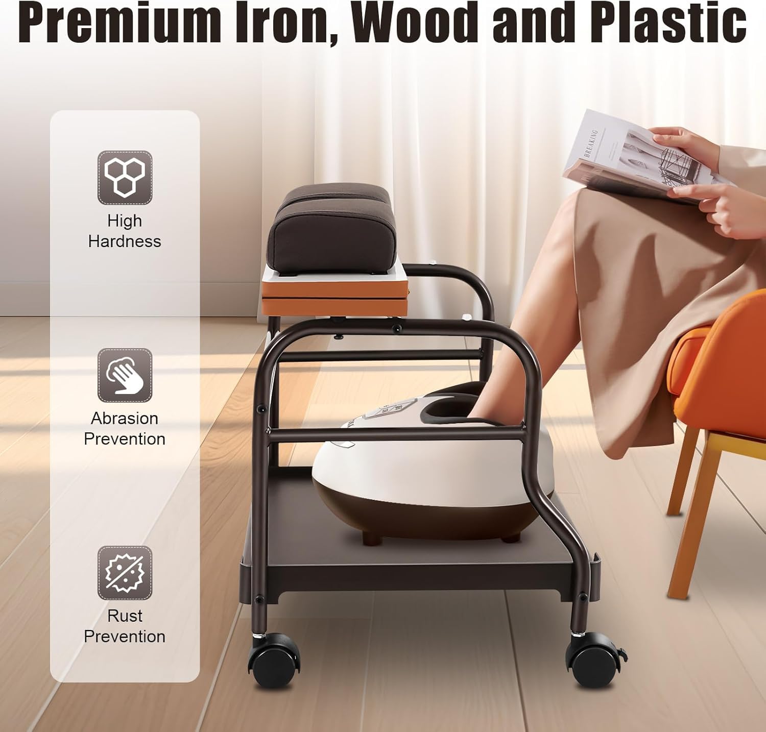 Przenośny wózek do pedicure, stojak spa do salonu, technik paznokci, wózek do estetyki z miejscem do przechowywania, stacja pedicure do użytku domowego lub profesjonalnego