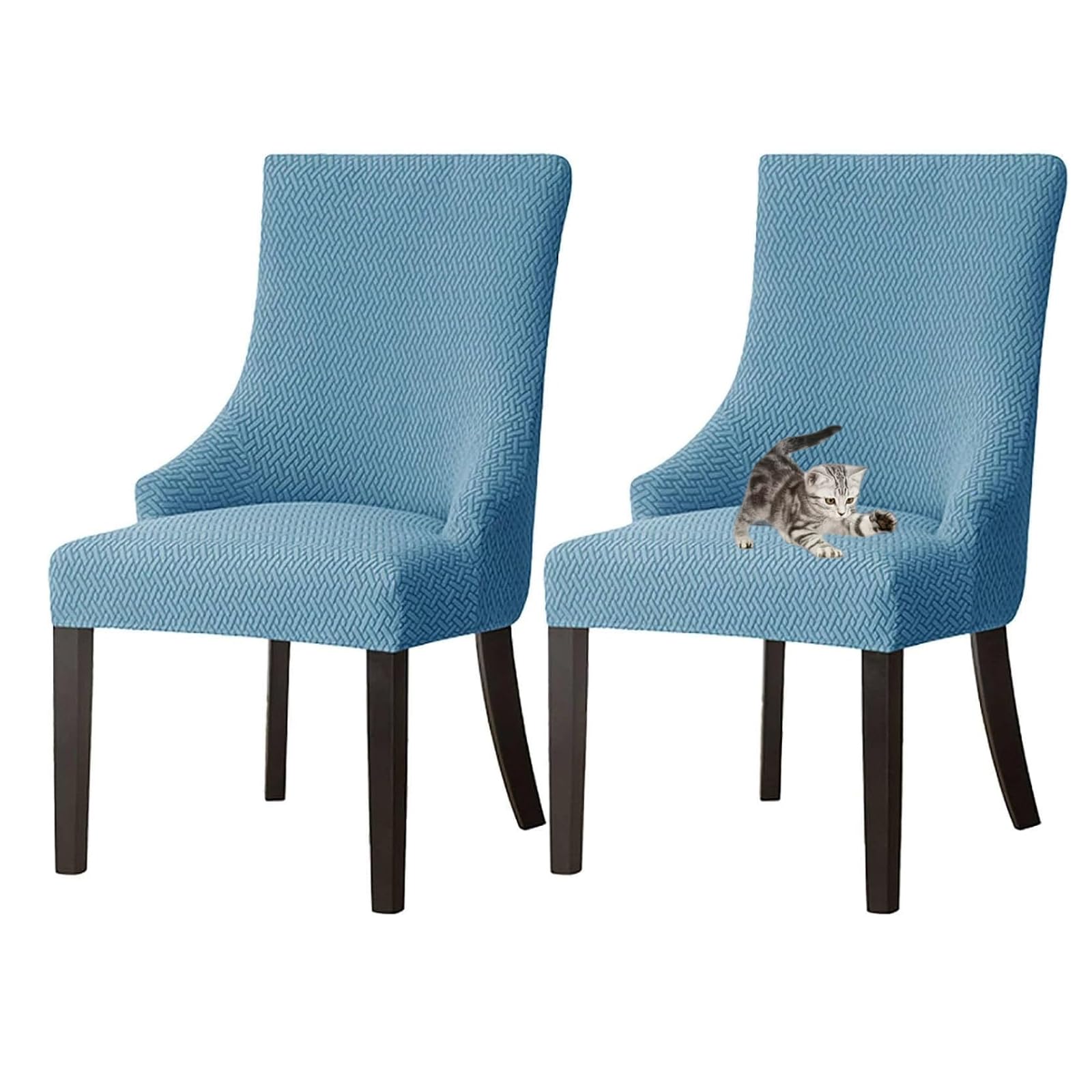 GUYIRT Wingback Side Chair Cover Stretch Dining Chair Covers Accent Chair Cover Slipcover with Arm for Dining Room Banquet Decor (khaki,set of 2)