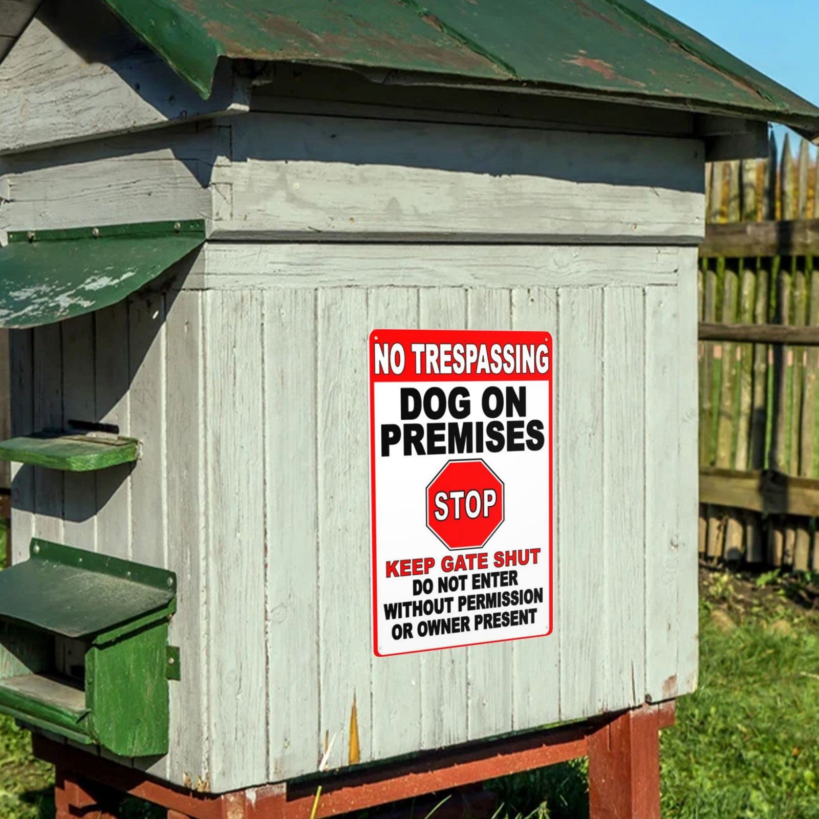 Warnschild 'No Trespassing Dog On Premises' – 2 Stück, 25,4x17,8 Cm, Aus Aluminium, Wetterfest