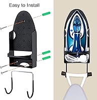 Vista 6 de Colgador de Tabla de Planchar para Montaje en Pared Soporte de Plancha Resistente al Calor con Estante para Tabla de Planchar para Máximo 5 Pulgadas