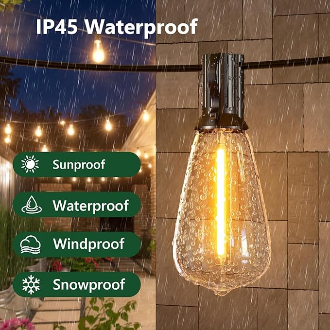 Luz de cuerda exterior 150 pies con control remoto LED cálido 2500K LaPitio miniatura 2