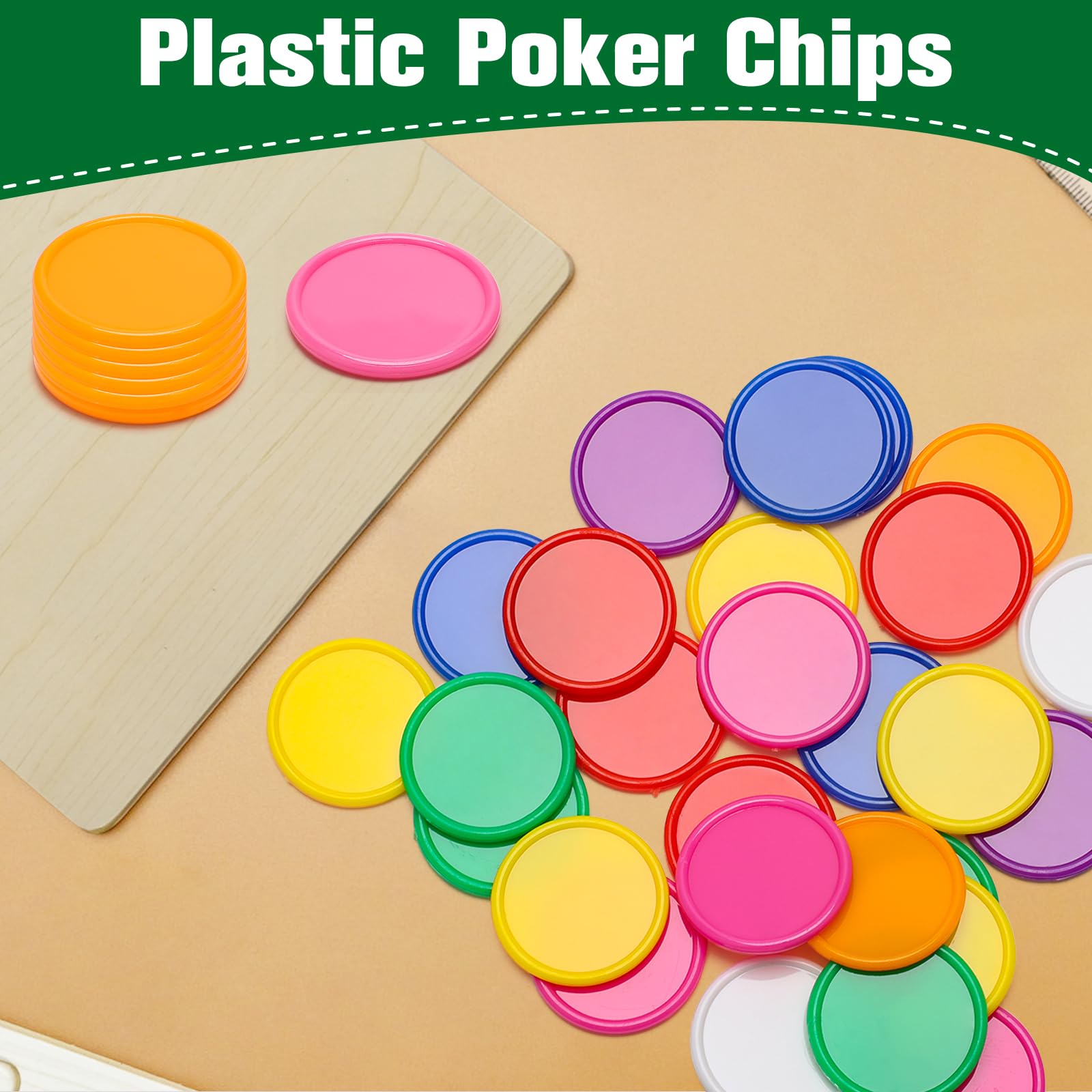 Bingo-Chips in 8 Farben mit Sortieraufbewahrungsbox, 2,5 cm Kunststoff-Poker-Chips, Lernzähler, Zählscheiben für Spaß und Lernen, 400 Stück (2,5 cm)