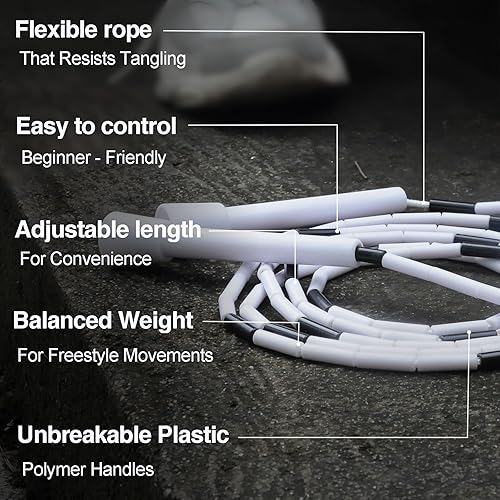Miniatura 5 de Cuerda de saltar ajustable con cuentas para principiantes, mujeres y adultos, cuerda de fitness segmentada sin enredos con 10 cuentas de repuesto y