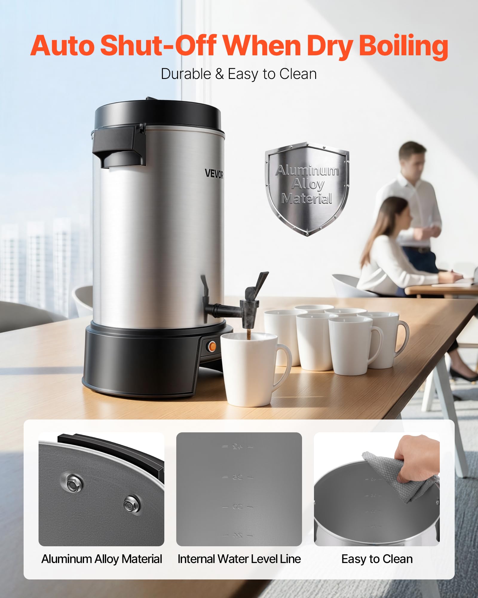 VEVOR Distributore Bevande Calde Caffè Elettrico 1190 W 250 x 270 x 420 mm, Rubinetto Antigoccia, Caffettiera per Vin Brulè Tè Caffè, Controllo Automatico di Temperatura, Catering, Hotel, Ristorante