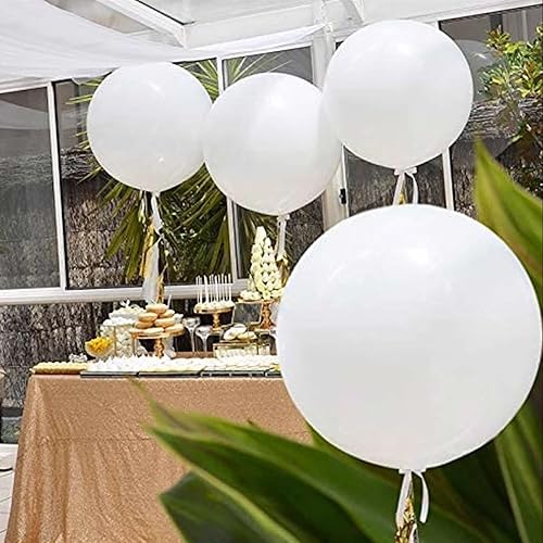 Miniatura 5 de Globos blancos grandes de 36 pulgadas, 9 globos de látex grandes de color blanco, globos grandes para decoraciones de cumpleaños, bodas, fiestas