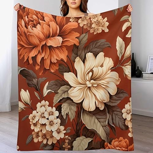 Miniatura 7 de Manta de vellón con estampado botánico de flores de terracota y primavera, manta de franela para el hogar, cama, sofá para niños y adultos, 70 x 80