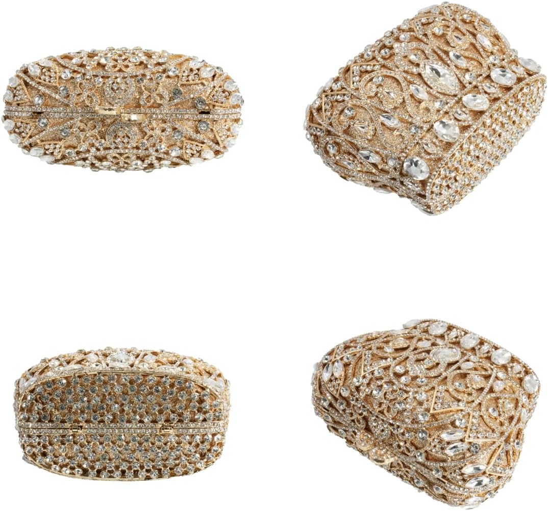 Women Luxury Crown Shaped Crystal Evening Clutch Elegant Rhinestones Party Handbag and Purse