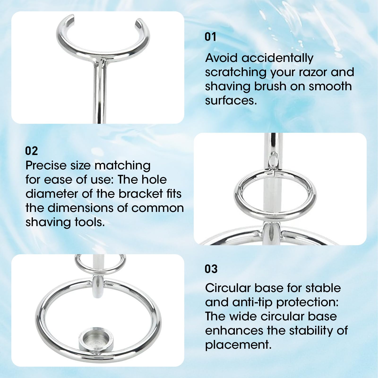2 in 1 Supporto per Pennello da Rasoio In Acciaio Inox Portatile Supporto per Pennello da Barba Supporto per Rasoio e Pennello da Rasatura per Uomo Domestico e in Viaggio Argento