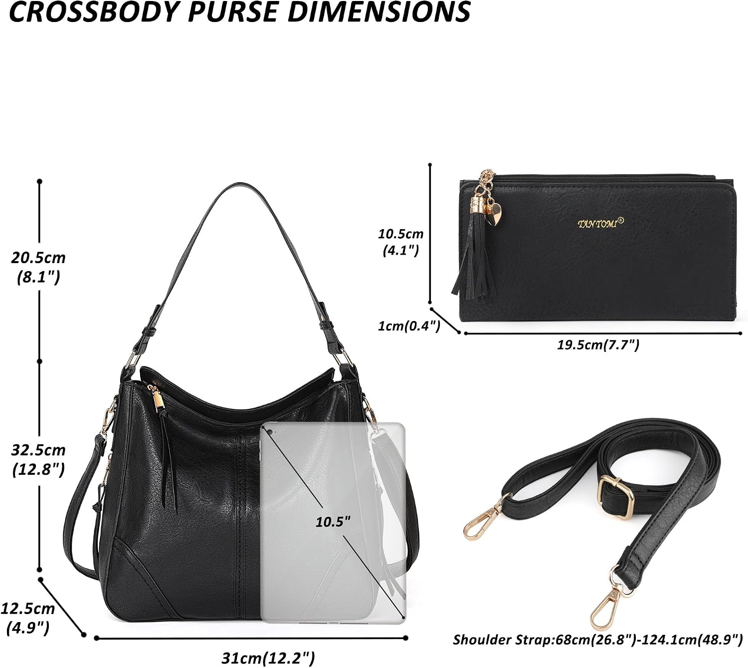 TANTOMI Hobo Bags for Women Crossbody Bags Set Crossbody Purses and Handbags Tote Bags with Adjustable Shoulder Strap 2pcs
