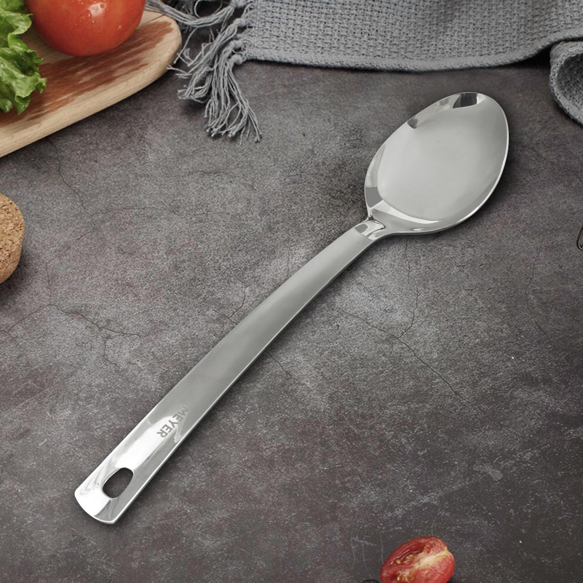 Meyer Stainless Steel Kitchen Tools Set of 2 Pieces - Turner 32cm & Slotted Turner 33cm| Kitchen Tools for Home | Steel Turner for Cooking, Silver 2