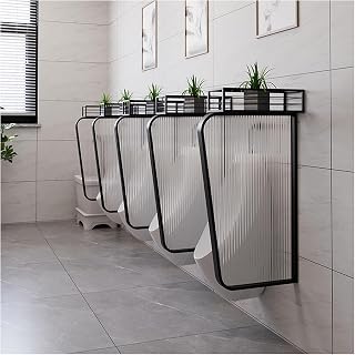 Mampara de Vidrio Templado para urinario, Divisor de baño público de Pared con Marco de Acero Inoxidable, mampara de privacidad para urinario Masculino en Lugares públicos, Color Negro (6 un