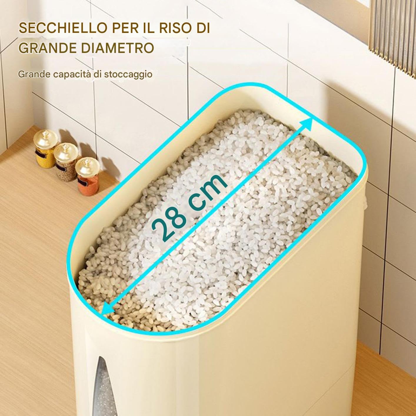 Generico Contenitore per Riso - Dispensatore Cereali Per Dispensa,Organizzazione Dispensa Cucina Per Cereali Secchi