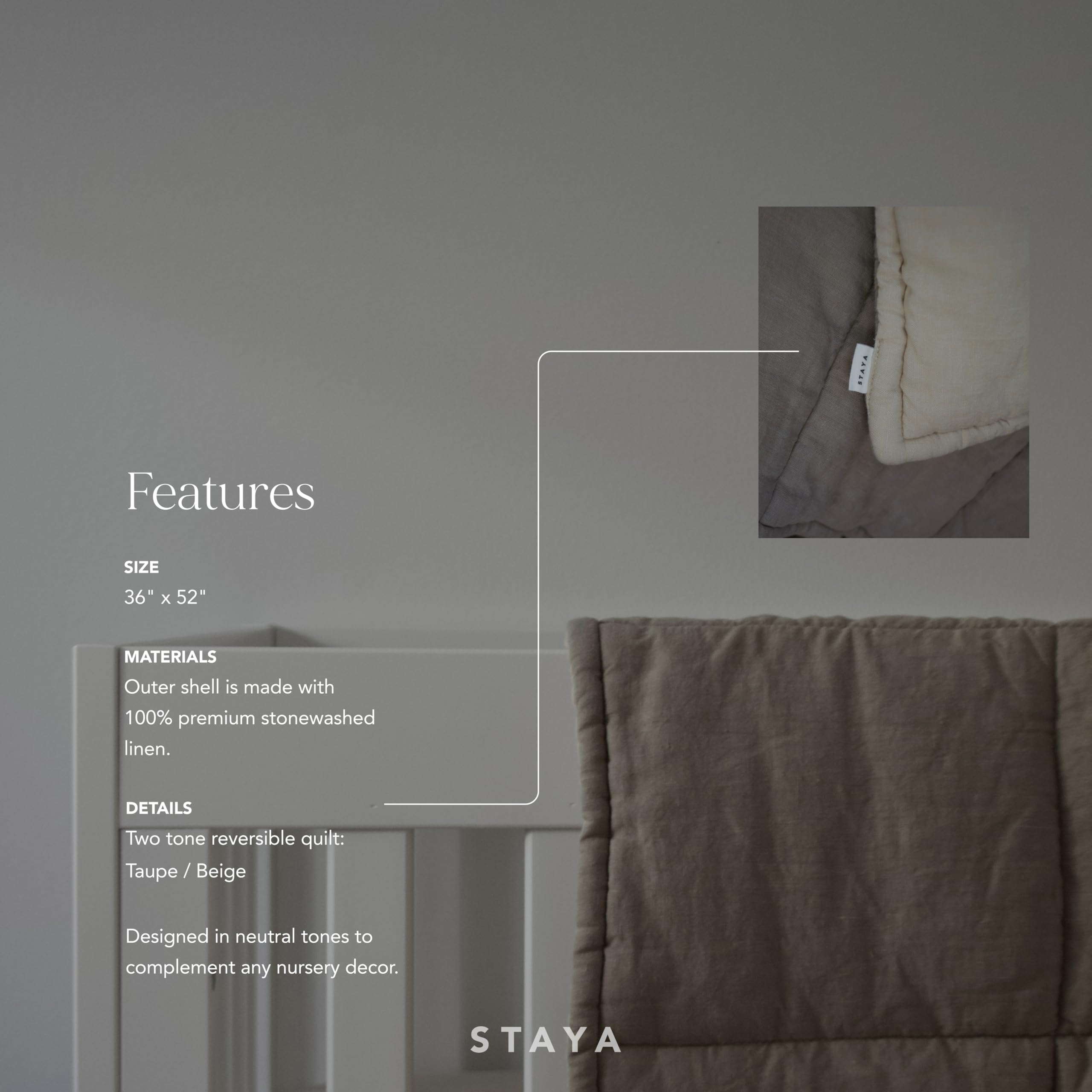 Staya Linen Baby Blanket, 100% Linen Baby Blanket, Crib Duvet, Crib Quilt, Toddler Comforter