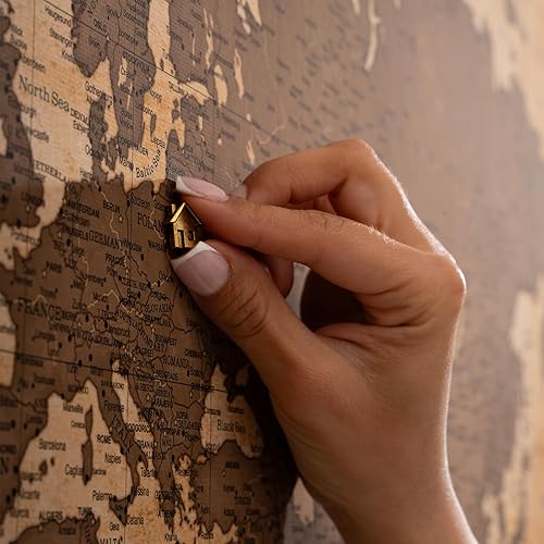 Miniatura 5 de Mapa del mundo en lienzo con tablero de corcho - Letras inglesas - Decoración decorativa de pared para todas las habitaciones - Cuadros en lienzo