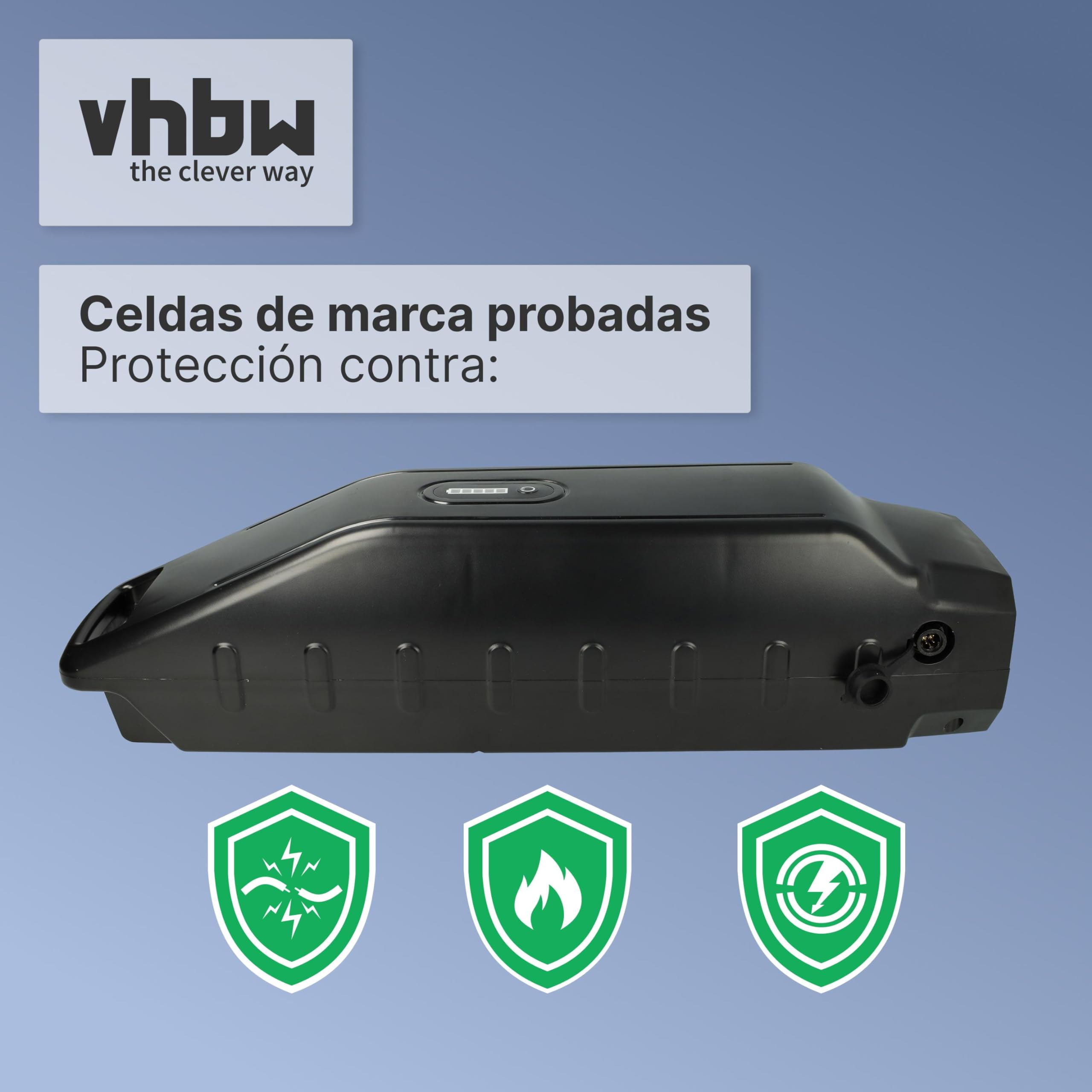 vhbw Batería Compatible con Babboe Carve Mountain Bici eléctrica (17 Ah, 36 V, Li-Ion) - Negro