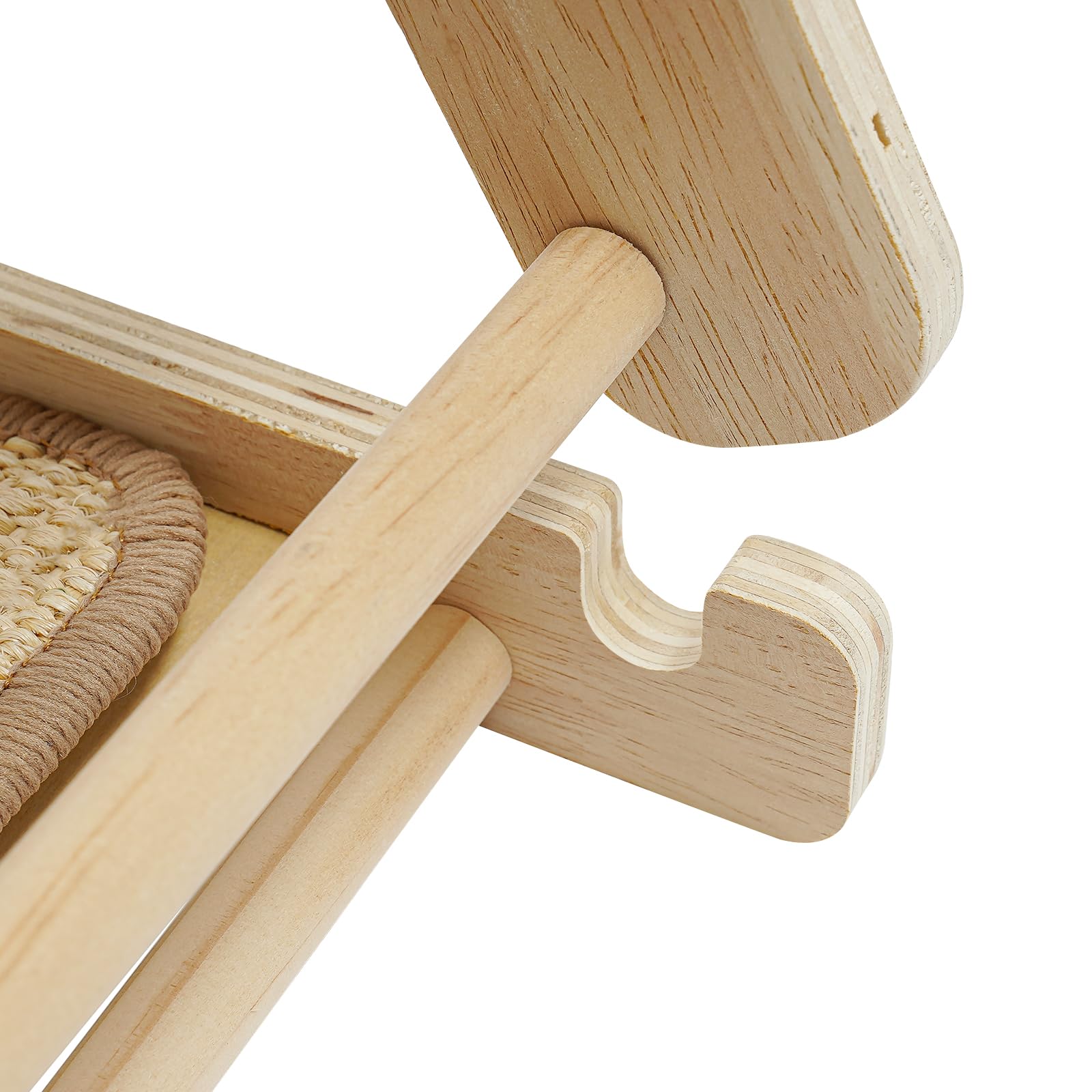 Tabla rascador para gatos de primera calidad, triangular, sisal natural y madera maciza, diseño inclinado para un cuidado saludable de las uñas, arañazos montados en el suelo, tabla rascador