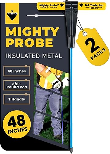Miniatura 1 de T&T Tools Mighty Probe - Sonda de suelo de metal aislada, 48 pulgadas de largo, con varilla redonda de metal de 38 pulgadas, paquete de dos  varilla