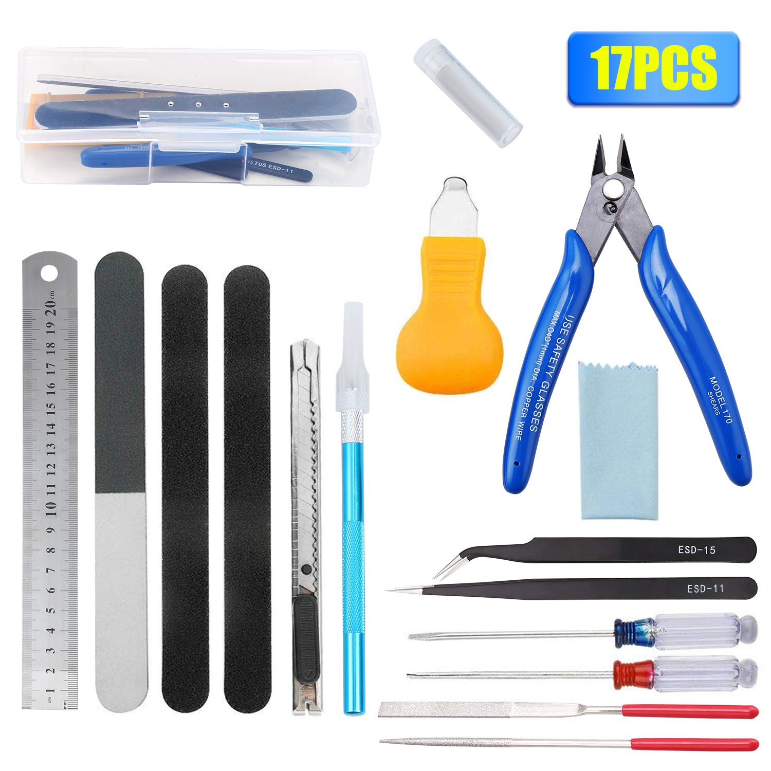 HSEAMALL 17PCS Gundam Model Tools Kit Hobby Building Craft Set for Basic Model Building Repair and Fixing