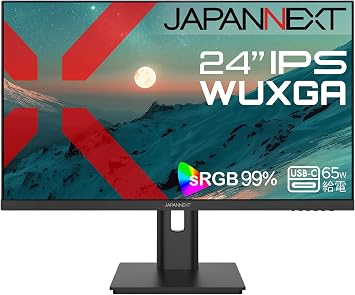 JAPANNEXT 24 Inch IPS Panel WUXGA 1920x1200 Resolution LCD Monitor JN-IPS24WX-HSPC6 HDMI DisplayPort USB-C Max 65W Power Delivery sRGB 99% HDR Aspect Ratio 1610 Height Adjustable Pivot