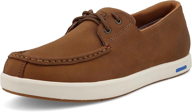 Twisted X Mens Boat Shoe Ultralite X, Moc Toe with CellStretch and Ultralite X