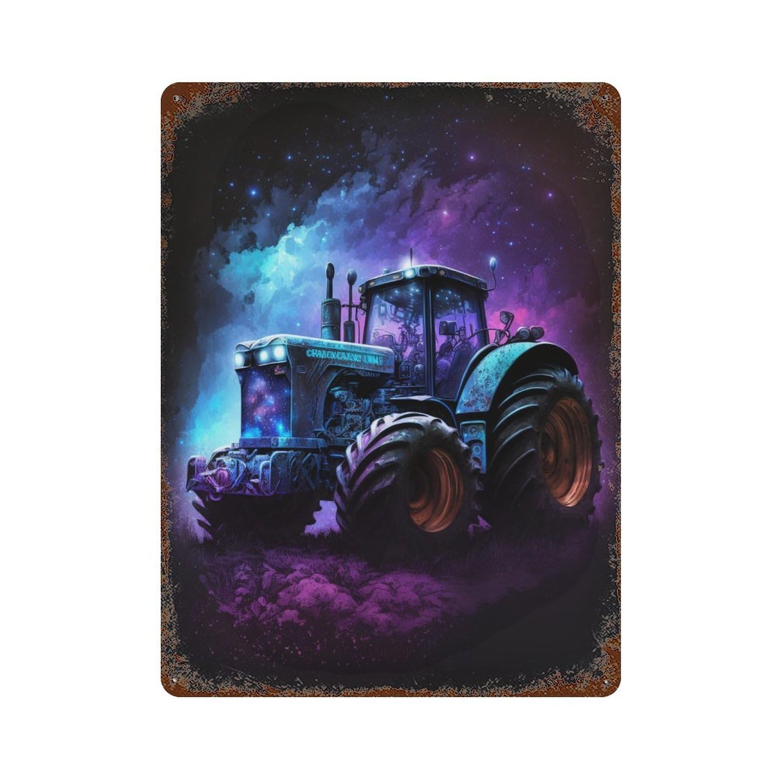 Galactic Tractor Adventure-15 Distressed Metal Wall Sign 15.7"x11.8", for Garage, Bar And Workshop Decor, Decorative Metal Wall Art