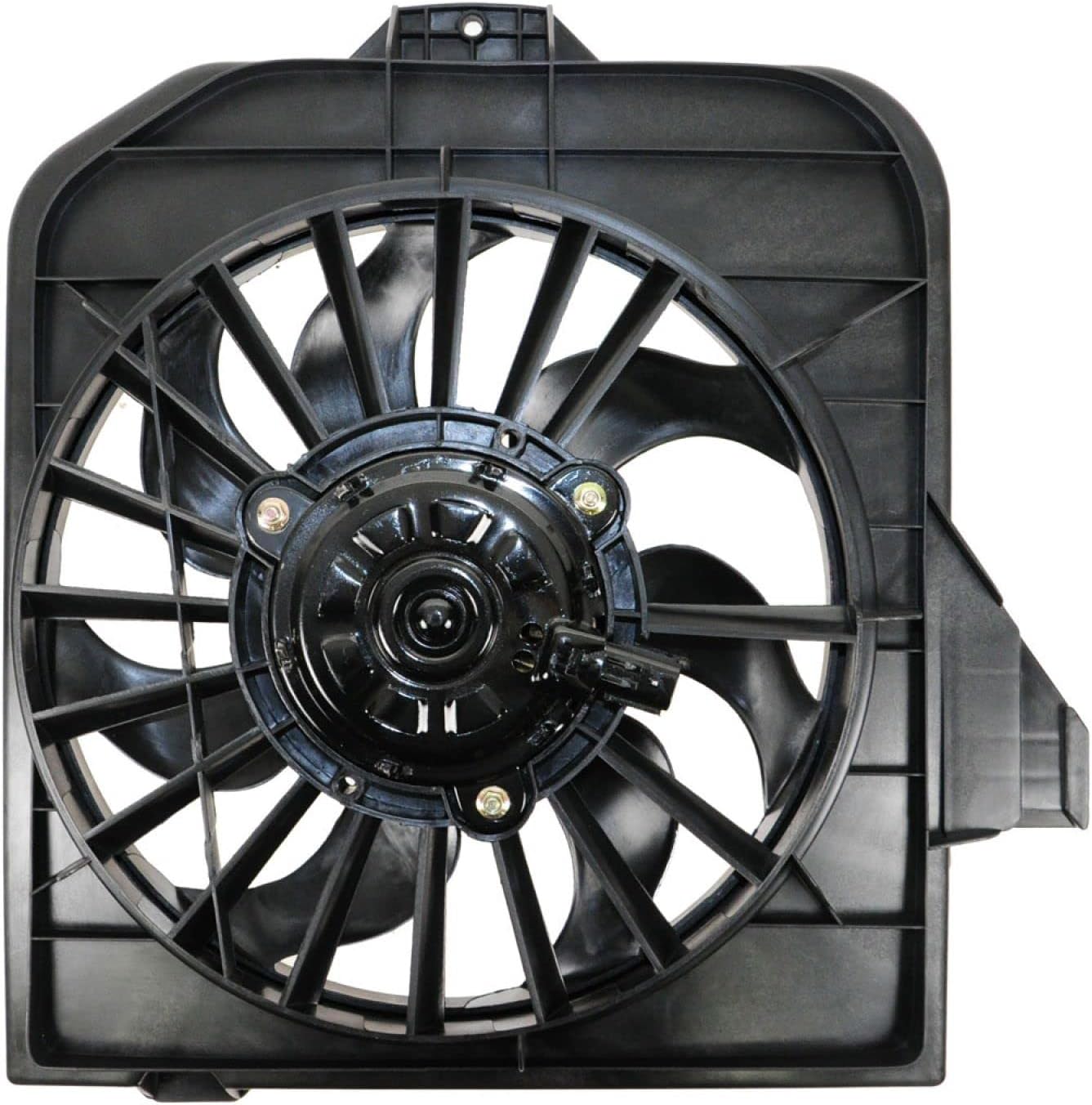 TRQ Right A/C Condenser Cooling Fan Assembly Passenger Side Compatible with 2001-2005 Chrysler Town & Country 2001-2003 Voyager Dodge Caravan Grand Caravan CH3113102