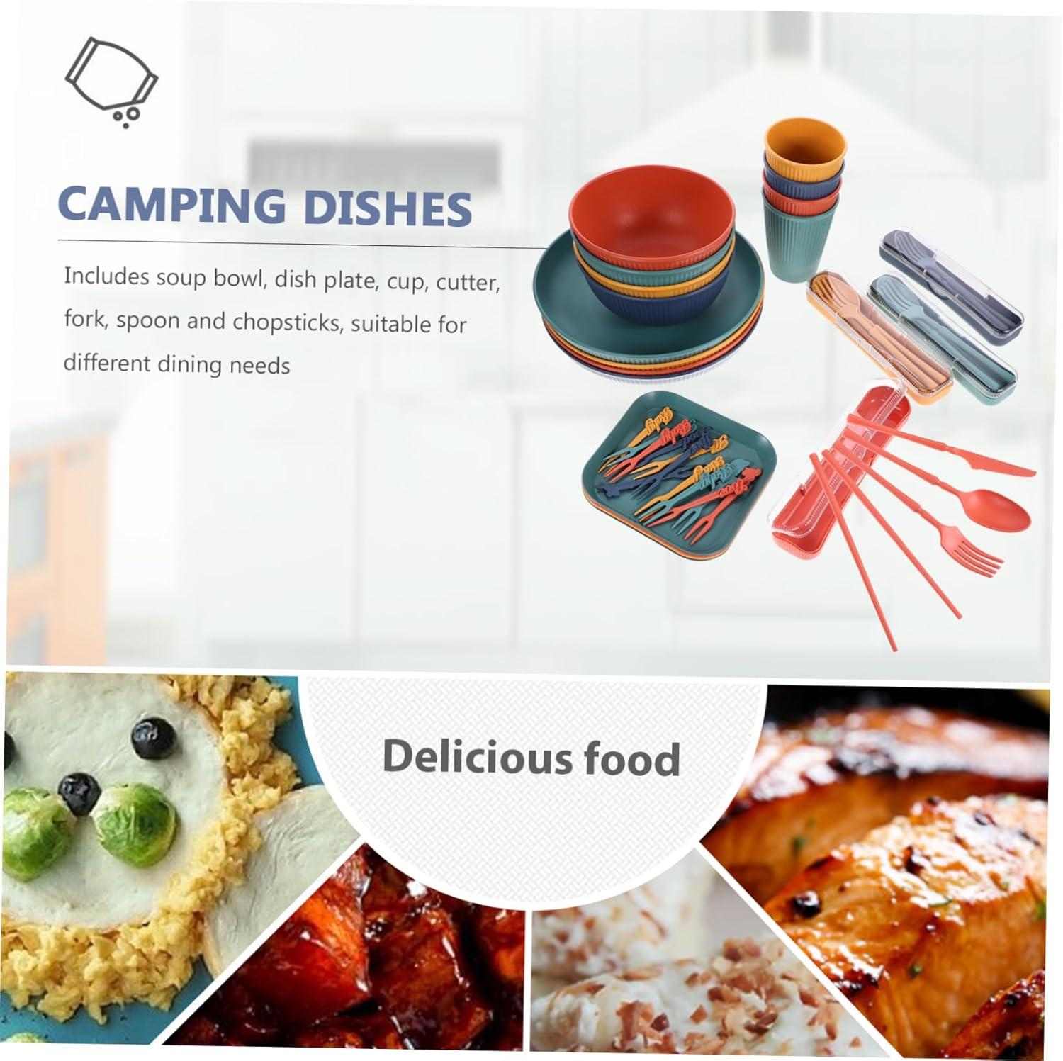 PRETYZOOM Dining Table Straw Dinnerware Rv Dinnerware Outdoor Plates Cutlery Kit Safe Easy to Carry